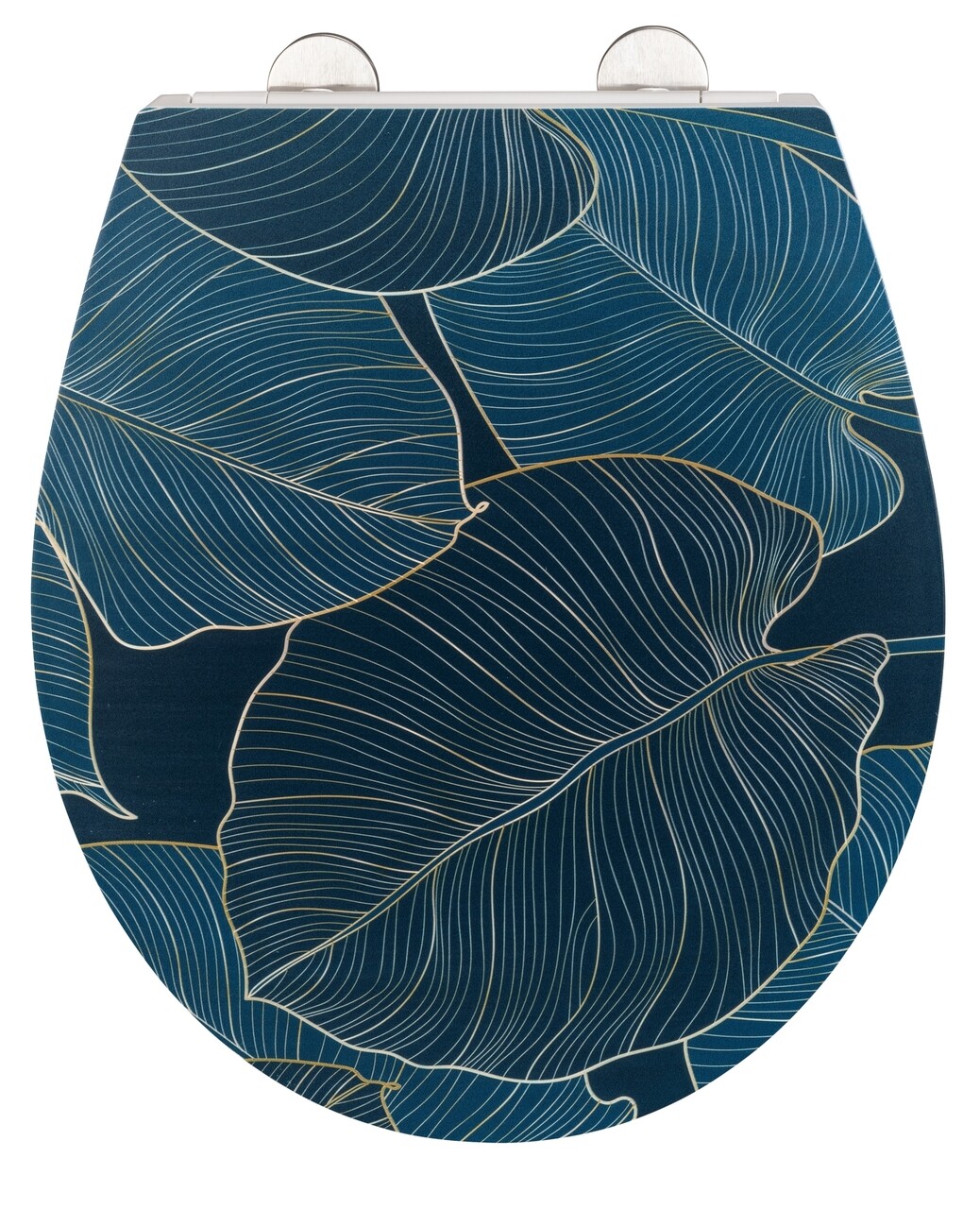 Capac de toaleta cu sistem automat de coborare, Wenko, Easy-Close Big Leaves, 38 x 44.5 cm, duroplast, multicolor - imagine 5